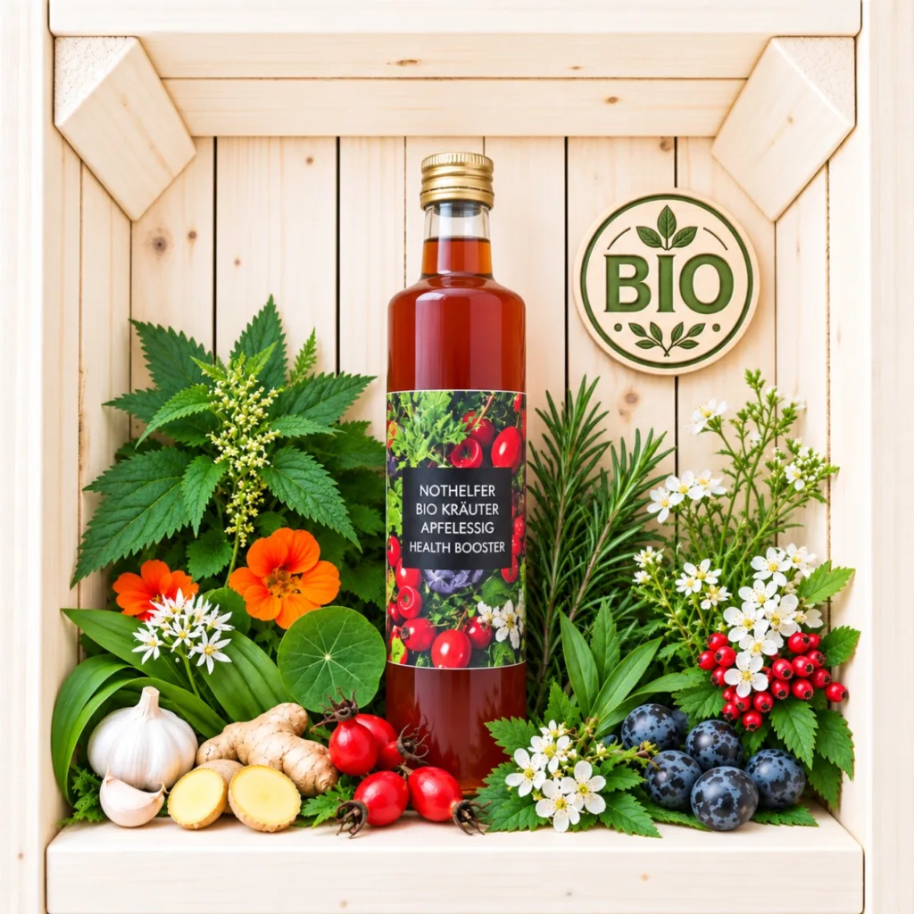 Nothelfer HEALT BOOSTER Kräuter - Apfelessig Bio mit Bärlauch 500ml